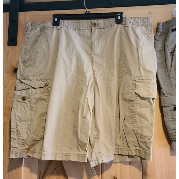Lot of 2 Izod Saltwater & World Wide Sportsman Men 42 Shorts Cargo Tan Gray - Picture 2 of 16